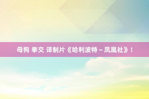 母狗 拳交 译制片《哈利波特～凤凰社》！