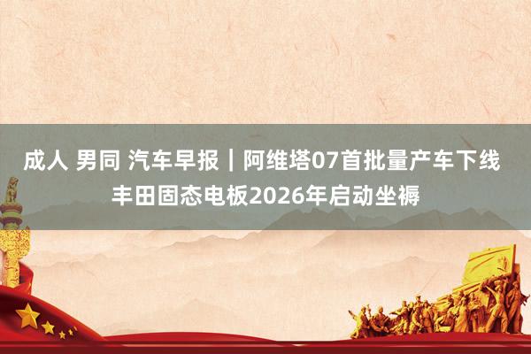 成人 男同 汽车早报｜阿维塔07首批量产车下线 丰田固态电板2026年启动坐褥