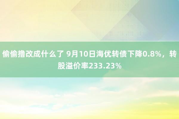 偷偷撸改成什么了 9月10日海优转债下降0.8%，转股溢价率233.23%