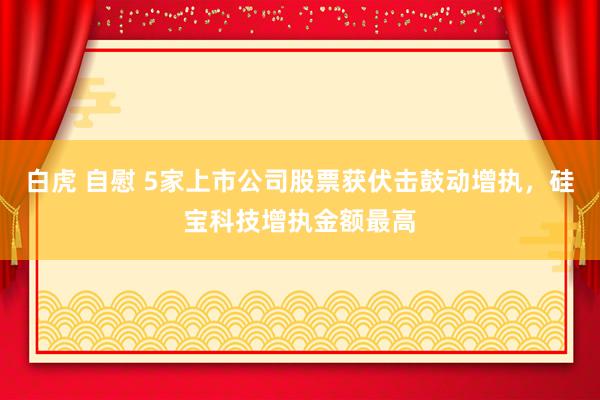 白虎 自慰 5家上市公司股票获伏击鼓动增执，硅宝科技增执金额最高