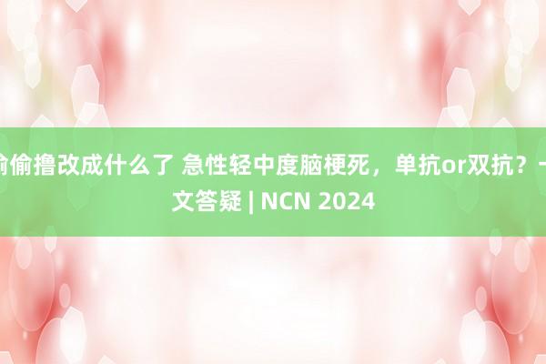 偷偷撸改成什么了 急性轻中度脑梗死，单抗or双抗？一文答疑 | NCN 2024