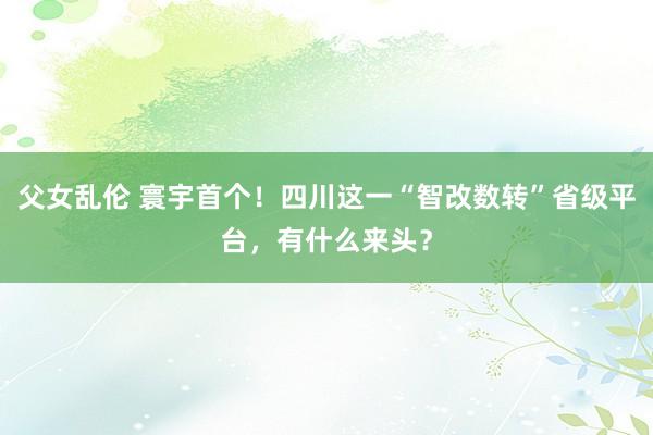 父女乱伦 寰宇首个！四川这一“智改数转”省级平台，有什么来头？