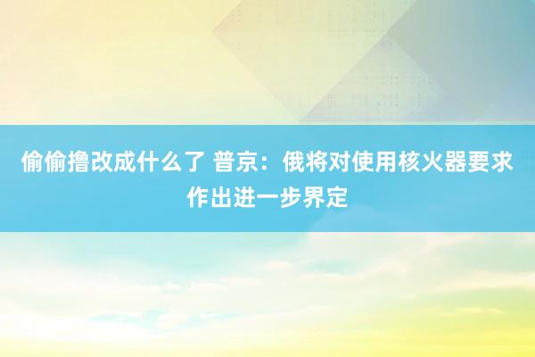 偷偷撸改成什么了 普京：俄将对使用核火器要求作出进一步界定