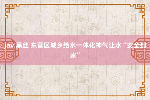 jav 黑丝 东营区城乡给水一体化神气让水“安全到家”