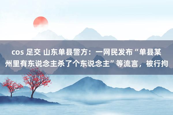 cos 足交 山东单县警方：一网民发布“单县某州里有东说念主杀了个东说念主”等流言，被行拘