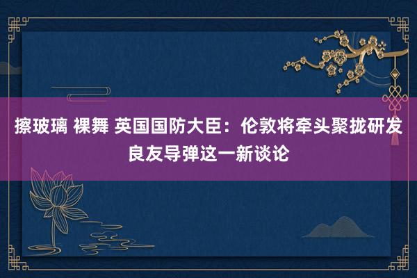 擦玻璃 裸舞 英国国防大臣：伦敦将牵头聚拢研发良友导弹这一新谈论