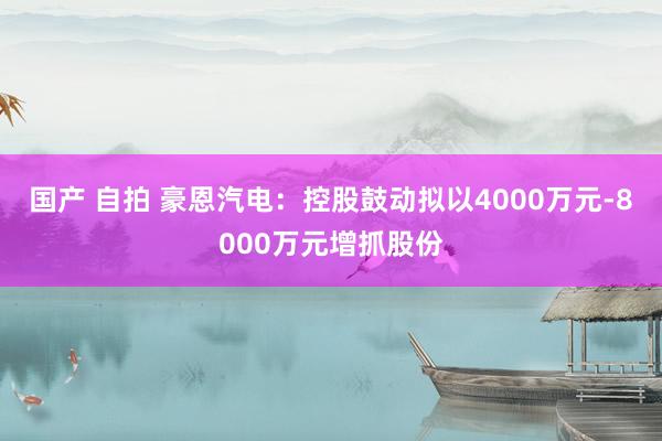 国产 自拍 豪恩汽电：控股鼓动拟以4000万元-8000万元增抓股份