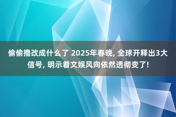 偷偷撸改成什么了 2025年春晚， 全球开释出3大信号， 明示着文娱风向依然透彻变了!